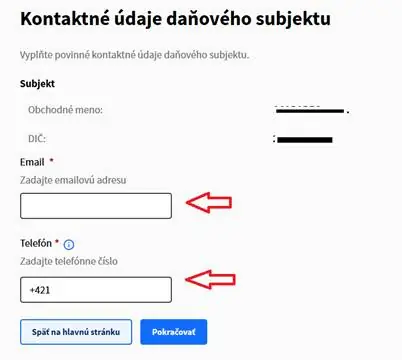 Doplnenie kontaktných údajov – e-mail a telefón firmy